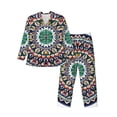 thumbnail image 1 of Fotbe Colorful With Blue Oriental Pijama de Hombre con Estampado de Manga Larga, Conjunto de 2 Piezas, Ropa de Dormir Suave y Cómoda con Bolsillos-Small, 1 of 7
