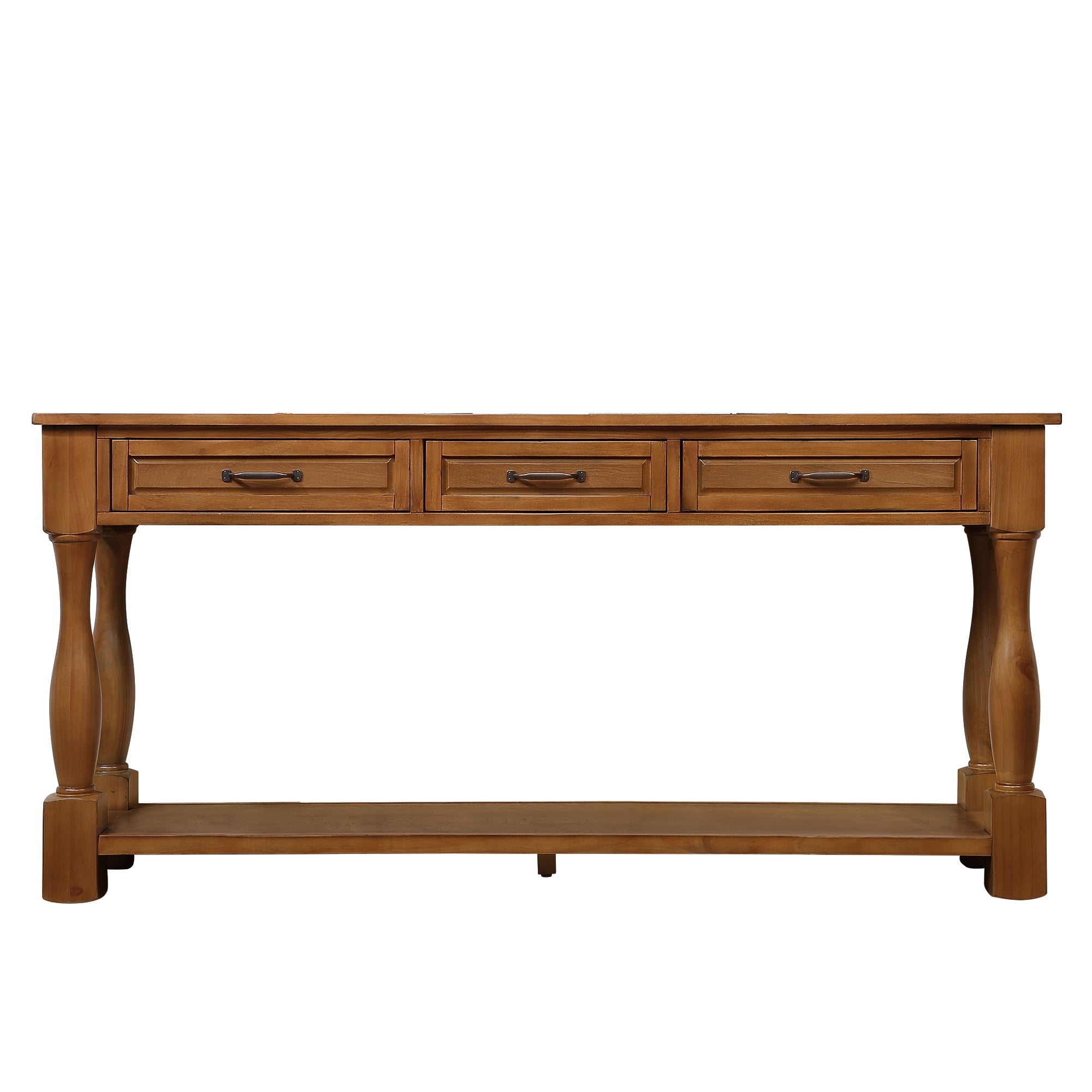 Entryway Console Table, Wood Behind Couch & Sofa with 3 Drawers & Bottom Shelf, 63'' Long Entryway Table for Living Room Entryway Bedroom Hallway
