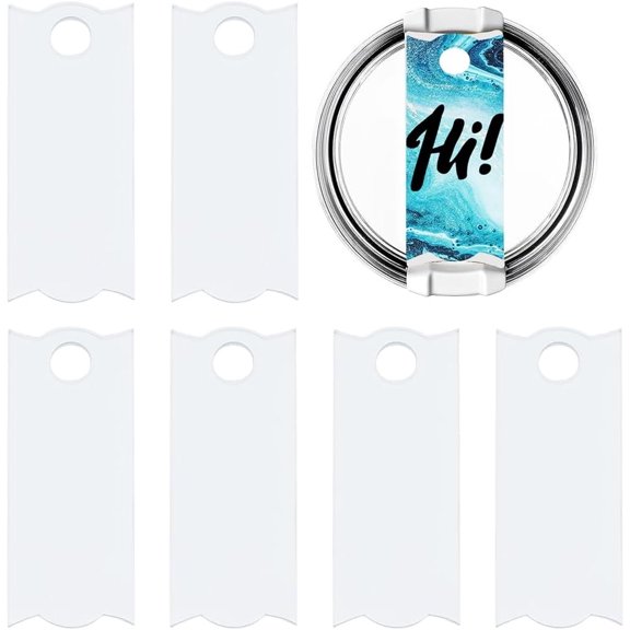 1 Box 8Pcs Acrylic Sublimation Name Plates Blank Tumbler Lid Toppers DIY Tags Heat Transfer Accessories for 40 OZ Cup Lid Decorations Creative Tumblers Designs Projects