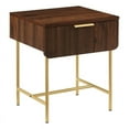 thumbnail image 1 of Table d'Appoint en Bois 1 Tiroir 18.5" - Noyer Foncé / Or, 1 of 5