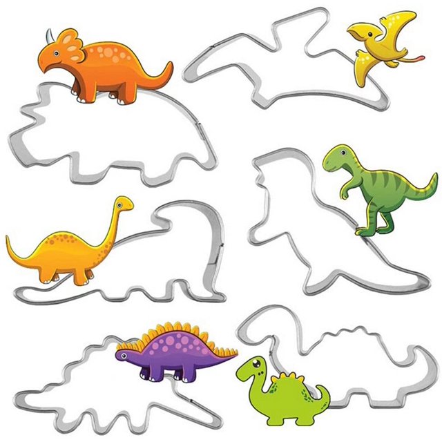 Ensemble de Coupe-Cookies Dinosaure 6 Pcs avec Livret de Recettes