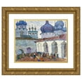 thumbnail image 1 of Moissey Kogan 24x20 Gold Ornate Framed and Double Matted Museum Art Print Titled - Church Courtyard, 1 of 4