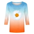 thumbnail image 4 of QATAINLAV Hauts à Manches 3/4 pour Femmes Mode 2025 Blouse à Imprimé Dégradé Mignon T-Shirts Graphiques Floraux Été Décontracté Col Rond T-Shirts Prime Aujourd'hui Orange m, 4 of 6