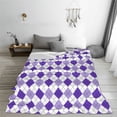thumbnail image 5 of Lsque Purple argyle Pattern Fuzzy Fleece Throw Blanket Extra Large,Super Soft,Fluffy and Warm Blankets for Couch,Bed,All Season Use-50"x40", 5 of 7