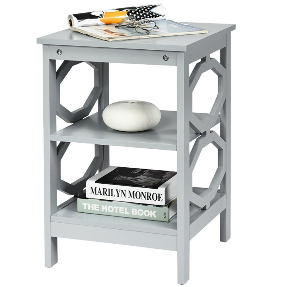 Finihen Side End Table, 3 Tiers Nightstand Sofa Side End Accent Table, Bed Side Tables, for Living Room, Bedroom, Gray Finihen Side End Table, 3 Tiers Nightstand Sofa Side End Accent Table, Bed Side Tables, for Living Room, Bedroom, Gray