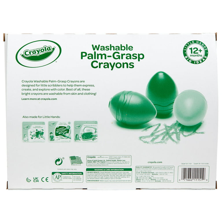 Washable Palm-Grasp Crayons, Pack of 12 - BIN811151
