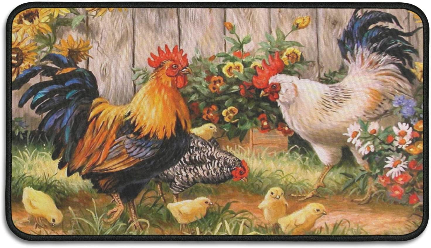 aoselan Rooster Kitchen Rug, Farmhouse Kitchen Rugs and Mats Set of 2