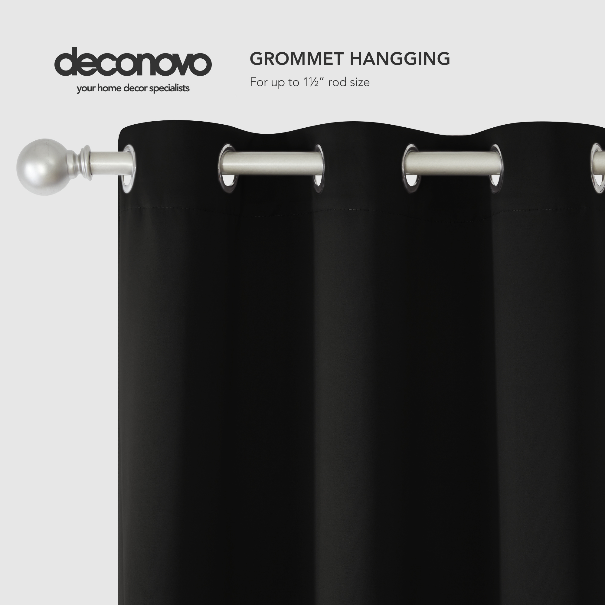 ZOPZO Room Darkening Curtains, 42W x 72L, Black, 2-Pack photo 3