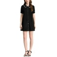 thumbnail image 2 of MODA NOVA Juniors Peter Pan Collar Tie Belt Button Front Chiffon A-Line Mini Shirt Dress, 2 of 6