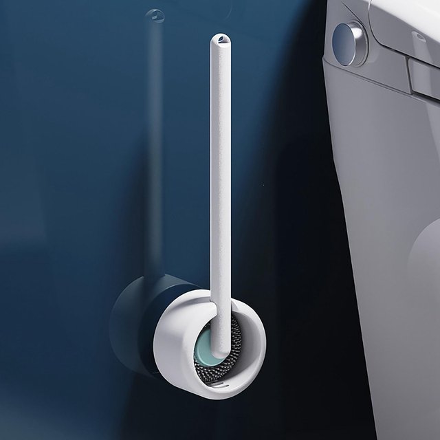 Escobilla para inodoro Perforadora rotativa Colgador de pared para colgar en Lavabo para inodoro Suave, flexible, de piezaza, con Azul BLESIY Cepillo de baño