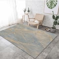 thumbnail image 3 of Light Yellow Linear Leaves Area Rug Light Blue Simple Modern Living Room Rug Soft Low Pile Non-Slip Washable Bedroom Carpet for Kitchen Dining Room Balcony Office 5x6ft, 3 of 6