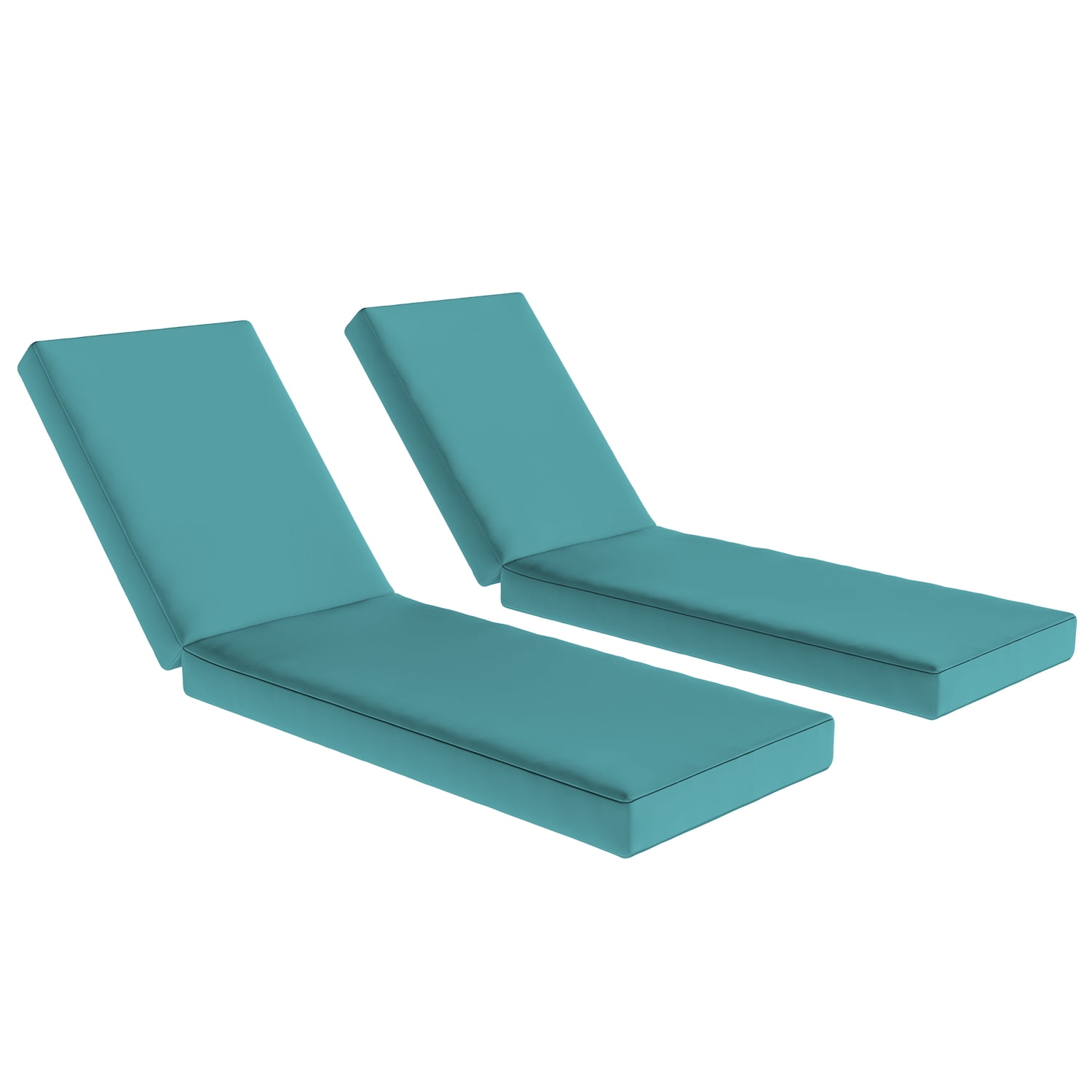 BaPiPro Sky Blue 2-Pack Outdoor Chaise Lounge Cushions, Waterproof Patio Lounge Chair Pad with High-Density Foam, Removable Cover & Secure Ties for Poolside, Garden & Patio