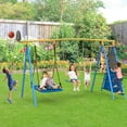 thumbnail image 3 of SPPTTY 6 in 1 Swing Sets for Outside,A-Frame Swing Set with Monkey Bars,3 Swing,Climbing Frame,Basketball Hoop, 3 of 7