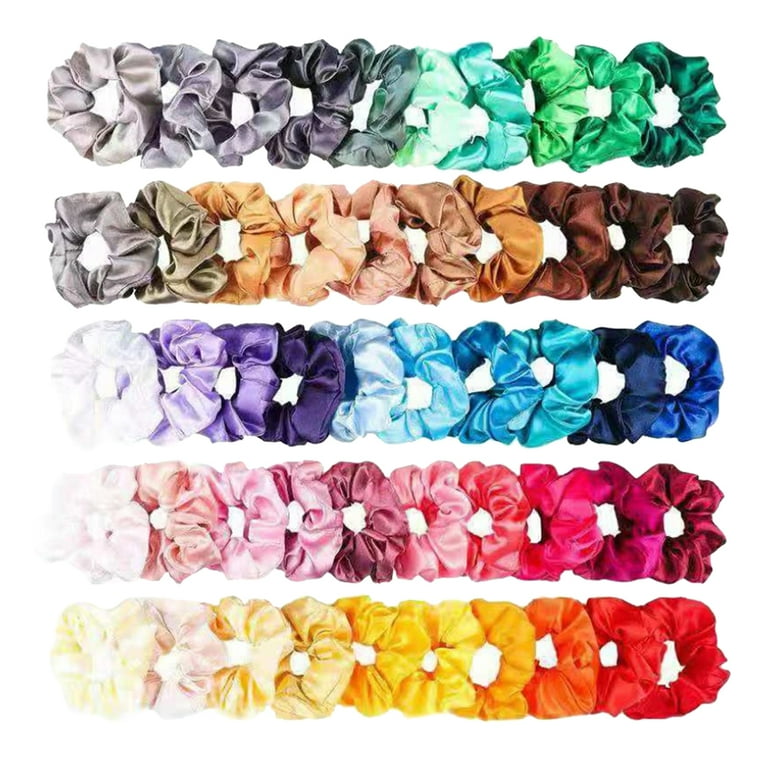 50 Bulk Women Scrunchies Elastic Hair Ties Rope Band Mixed Colors