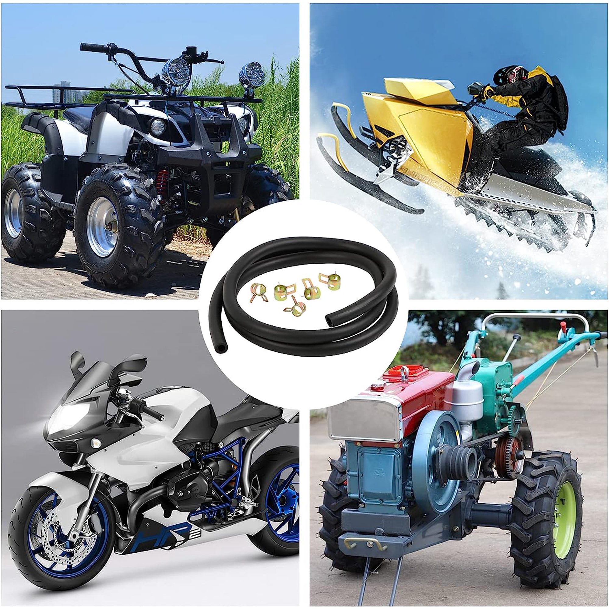 Kit Tuyau Carburant 2m + Filtres + Pinces - Pour Moto, Tondeuse, Petit Moteur