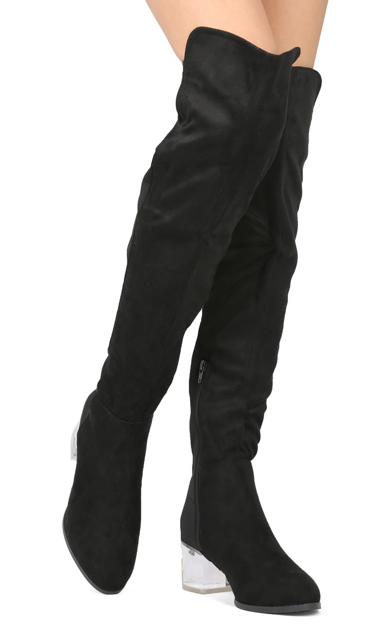 perspex low block heel