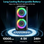 JYX Bluetooth Speaker, Dual 6.5 Subwoofer Portable Party Speaker System for Outdoor, Deep Bass Party Box with Led Lights, T27-T