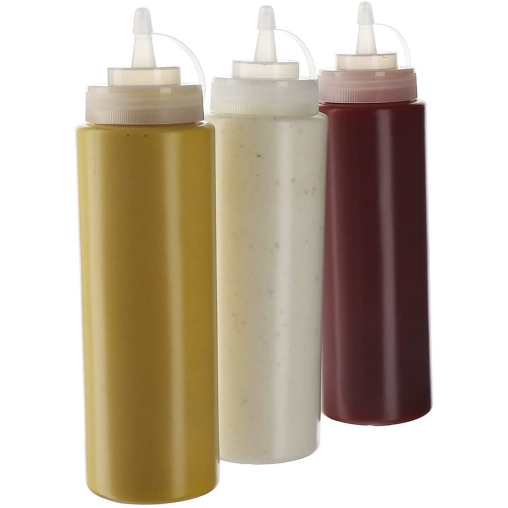 Condiment Squeeze Bottles, 3Pack 12 oz Durable Plastic Squeeze Squirt