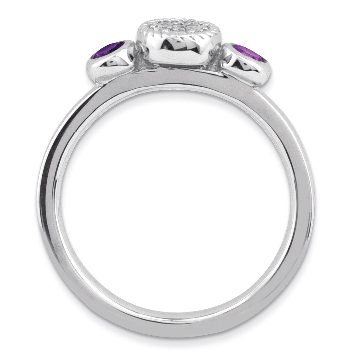 Sterling Silver Stackable Expressions Dbl Round Amethyst Ring