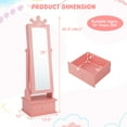thumbnail image 3 of Costway Kid Freestanding Jewelry Armoire 2-in-1 Full Length Mirror Storage Drawer Pink, 3 of 10