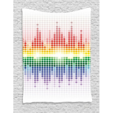 Music Tapestry, Rainbow Digital Style Equalizer Amplifier Recording Equipment Night Club Disco Theme, Wall Hanging for Bedroom Living Room Dorm Decor, Multicolor, by