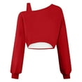 thumbnail image 6 of cocolona Womens Off The Shoulder Cropped Sweatshirt Fall Winter Solid Color Long Sleeve Shirts Fashion Casual Loose Pullover Tops, 6 of 7
