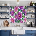 thumbnail image 2 of Purple Flowers Kitchen Curtains Window Panels, Spring Floral Leaves Botanical Watercolor Insulated Window Treatment Curtain, Grommet Curtains for Bedroom/Living Room/Bathroom, 2 Piece 52"Wx84"L, 2 of 8