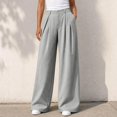 thumbnail image 4 of Ozmmyan 2026 Wide Leg Pants for Womens High Waist Pleated Button Zip Front Business Palazzo Pants with Pockets ﻿, 4 of 6