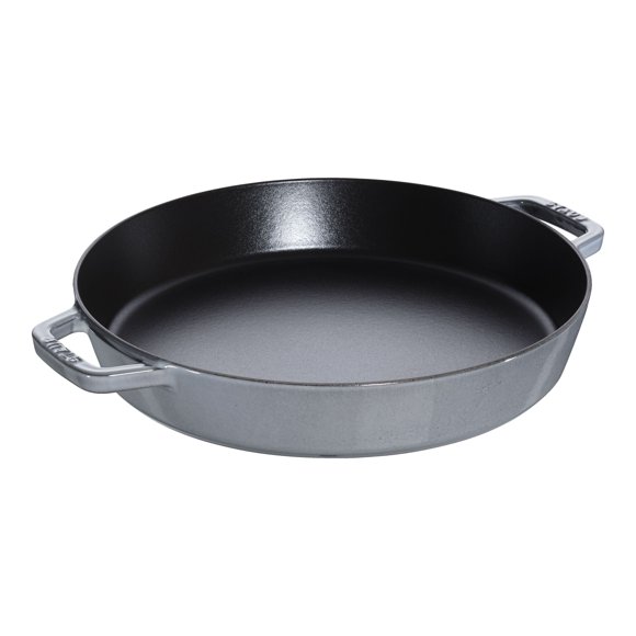 STAUB Pans 34 cm Cast Iron Double Handle Skillet, Graphite-Grey