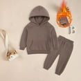 thumbnail image 2 of Zshosam Toddler Hoodie Set Boys Clothes Long Sleeve Color-blocked Hoodie Top and Pants 2PCS Winter Sweatsuits Fall Boys Outfits Size 5T 6T,(Brown 5-6 Years), 2 of 7