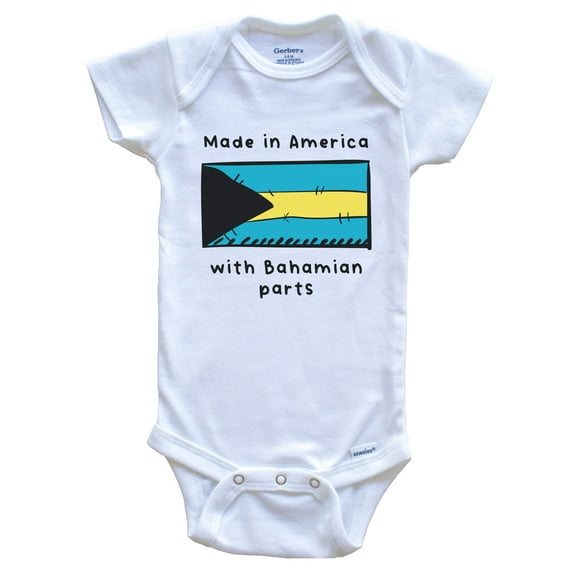 Made In America With Bahamian Parts Bahamas Flag Baby Bodysuit