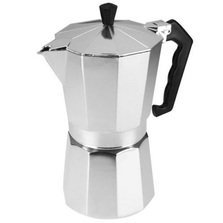 Aluminum Italian Style Espresso Coffee Maker, 6 Cups Espresso Maker, Cuban and Greca Coffee Maker, 300ml Moka Coffee Pot (Black), Size: 19