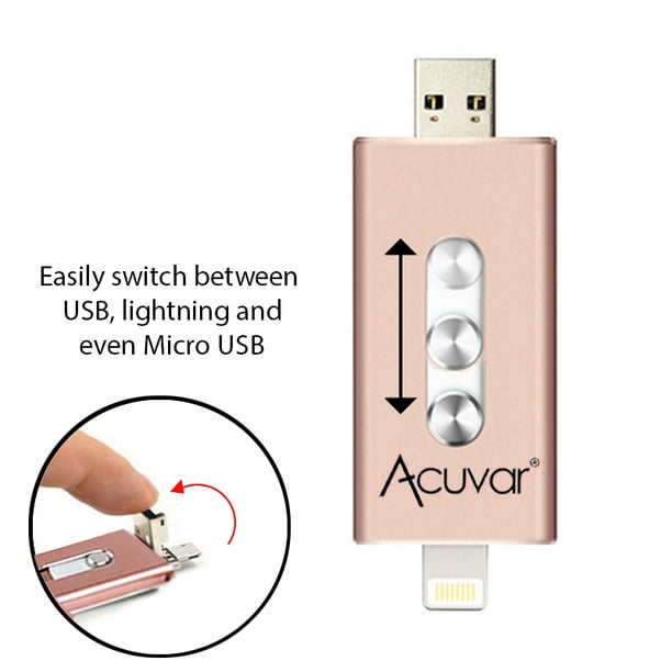 Clé USB mobile Acuvar 64 Go pour iPhone, iPad et la plupart des appareils  compatibles USB pour le transfert et la sauvegarde de données (or rose) 