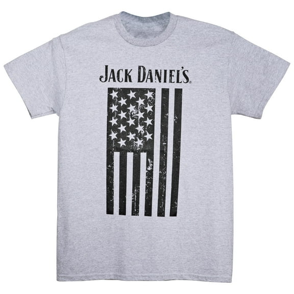 Jack Daniels 847930-2xlarge Monochrome American Flag Mens T-Shirt, Grey - 2XL