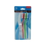 Medium bristle toothbrush with protective caps