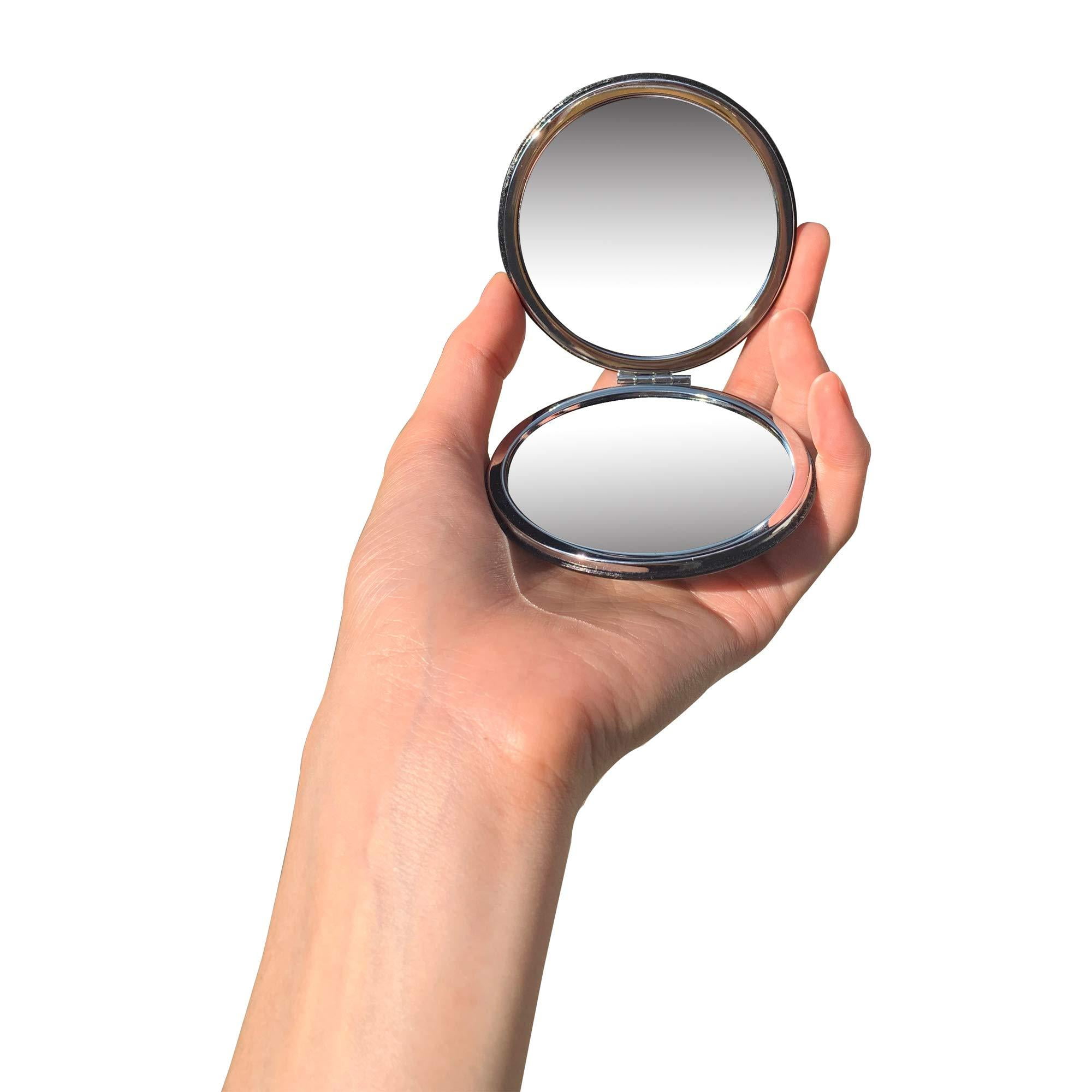 Compact Travel Makeup Magnifying Mirror Bellejiu Small Portable Folding Mirror With Handheld And Easy To Carry Black Walmart Com Walmart Com