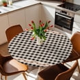 thumbnail image 3 of Western Texas Star Retro Fitted Tablecloth with Elastic Edged, Round Table Cloth for Dining Table, Country Vintage Black Beige Plaid Waterproof Oil Proof Table Cover for Indoor Outdoor 45"-54", 3 of 8