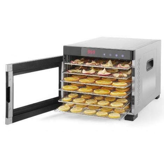Samson "Silent" 6 Tray All Stainless Steel Dehydrator with Glass Door and Digital Timer and Temperature Control for Fruit, Vegetables, Beef Jerky, Herbs, Dog Treats, Fruit Leathers and More