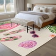 thumbnail image 4 of Summer Flamingo Area Rugs 6'x9', Washable Small Throw Rugs for Kitchen Dining room, Tropical Plants Botanical Floral Rustic Indoor Outdoor Rug Non-Slip Low Pile Carpet Runner Reversible Floor Mats, 4 of 8