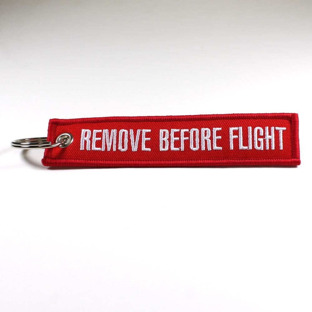 Luggage Tag Remove Before Flight Keychain Red/White 