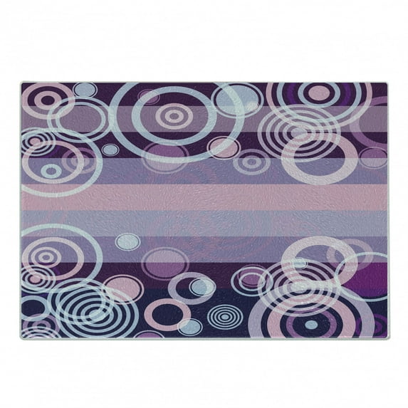 Geometric Cutting Board, Circles Rounds Bold Borders in Middle 70s 80s Vintage Design, Decorative Tempered Glass Cutting and Serving Board, Small Size, Hot Pink Magenta, by Ambesonne