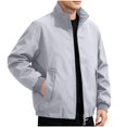 thumbnail image 2 of LODIENY Men Stand Collar Baggy Jacket with Pockets Zip Up Lightweight Long Sleeve Coat Casual Windbreaker Stylish Fall Golf Work Jackets Gray XXXL, 2 of 8