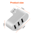 thumbnail image 2 of Concentrador USB 3.0 mini ABS de 3 puertos de primera calidad que puede girar 90°/180° Hub USB Hub creativo, 2 of 8