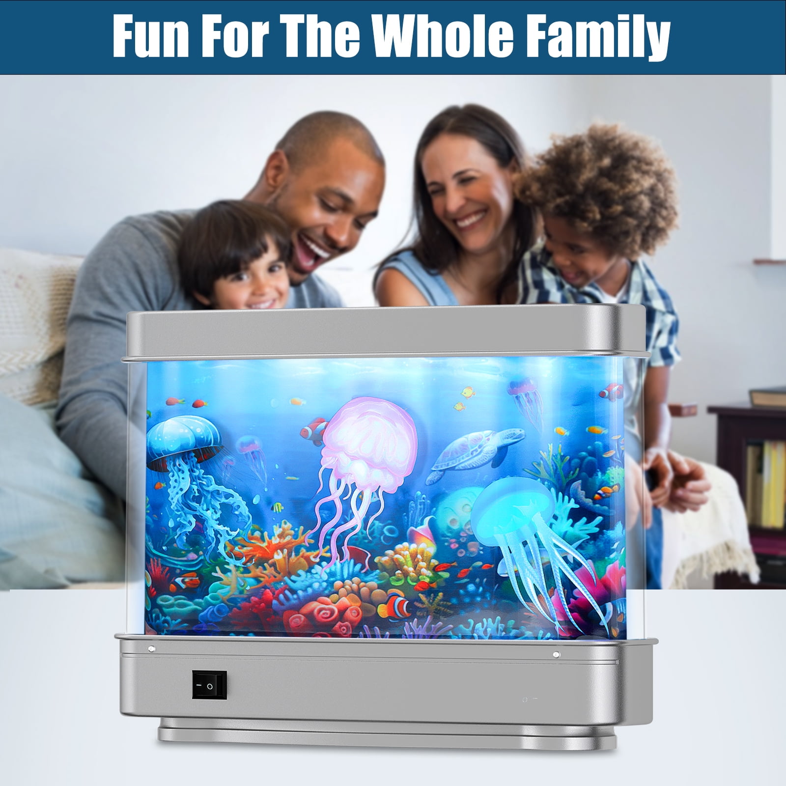 2BK Fake Fish Tank Mini Aquarium,Artificial Tropical Fish Decorative,Fake Aquarium Decorative Lamp,Aquarium Lights Motion Lamp Night Light with Moving Fish,Gift for Kids