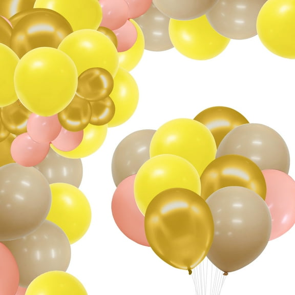 Forfamy Birthday Party Decorations 48pcs Yellow Theme Party Supplies Set Cake Toppers Balloons Banner, Happy Birthday Decorations