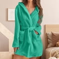 thumbnail image 2 of WZXFASHION Robe de Pyjama en Peluche à Manches Longues avec Poche et Capuche pour Femmes, Couleur Unie, Vert, Taille g, 2 of 6
