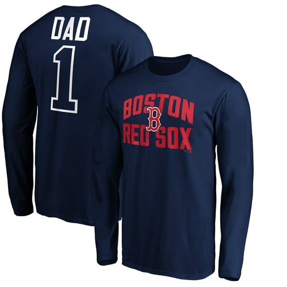 Men's Navy Boston Red Sox Father's Day #1 Dad Long Sleeve T-Shirt