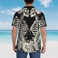 thumbnail image 4 of Gukieu Skeletons Love Flowers Print Men's Short-sleeved Shirts, Button-down Lapel Hawaiian Shirts, T-shirts, Beach Vacation Summer Casual Wear,X-Large, 4 of 7