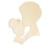 Judty Mother's Day DIY Head Wooden Silhouette Wreath Template for Crafts Black Person