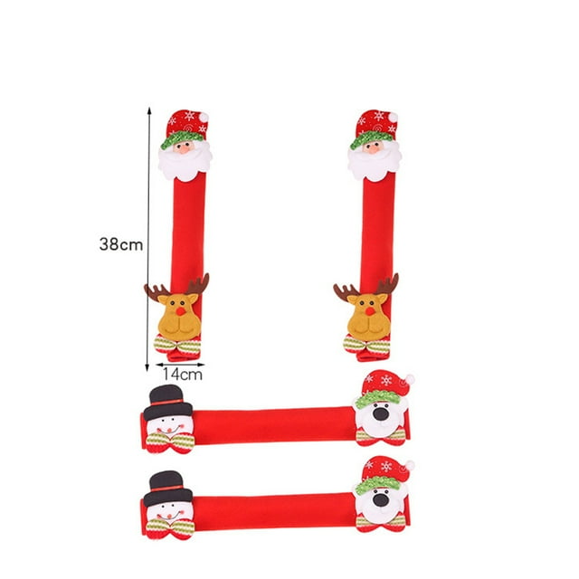 Langgg 4 Pcs Housses Protectrices de Poignée de Four à Micro-Ondes de Noël Xmas pour Réfrigérateur Cuisine Réfrigérateur Poignée de Porte Gants